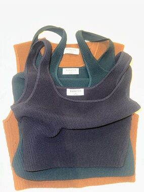 Babaton Ribbed Tank Set — Navy, Teal, Rust